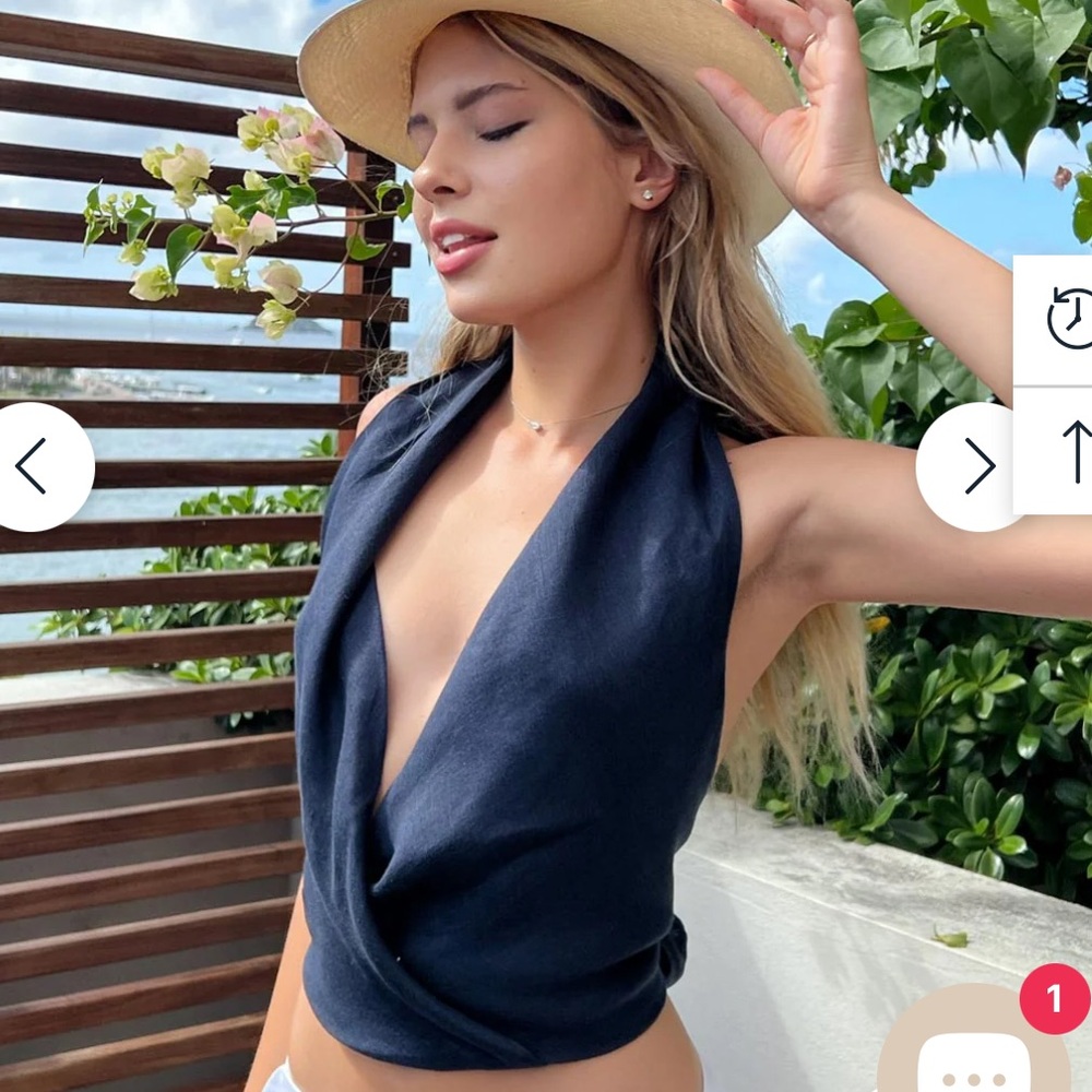 100% capri linen halter top